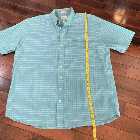Cutter & Buck short sleeved checkered button down shirt, blue. Men’s XL Tall - Picture 6 of 13